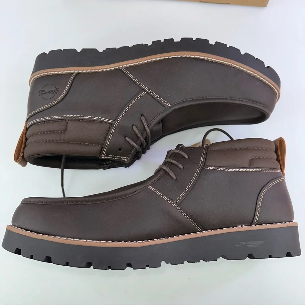 Weatherproof Vintage Men's Faux-Leather Chukka Boot Brown 13 M New chester lace